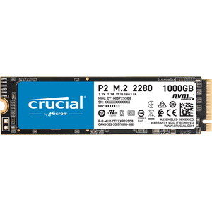 Unidad SSD Crucial P2 1TB PCIe M.2 2280SS, Lectura 2400 MBs - Escritura 1800 MBs